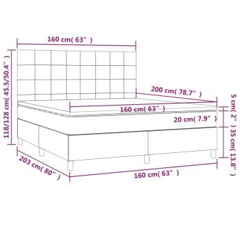 Boxspringbett mit Matratze Taupe 160x200 cm Stoff