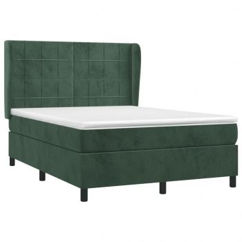 Boxspringbett mit Matratze Dunkelgrün 140x190 cm Samt