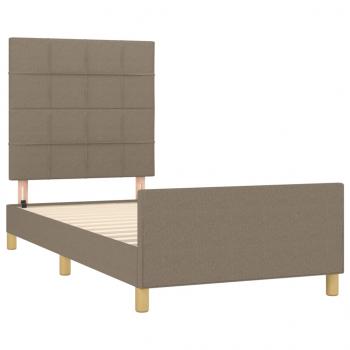 Bettgestell mit Kopfteil Taupe 90x190 cm Stoff