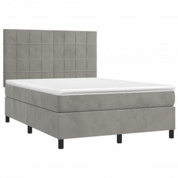 Boxspringbett mit Matratze & LED Hellgrau 140x200 cm Samt