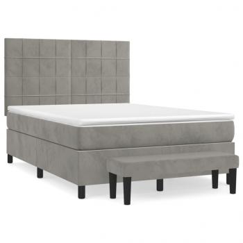 Boxspringbett mit Matratze Hellgrau 140x190 cm Samt