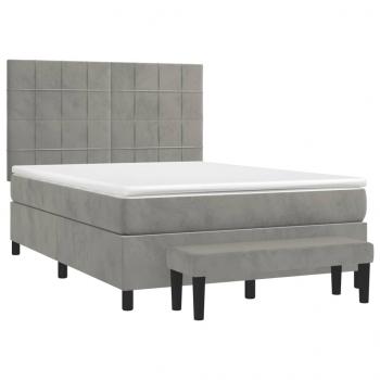 Boxspringbett mit Matratze Hellgrau 140x200 cm Samt