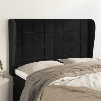 ARDEBO.de - Kopfteil mit Ohren Schwarz 147x23x118/128 cm Samt