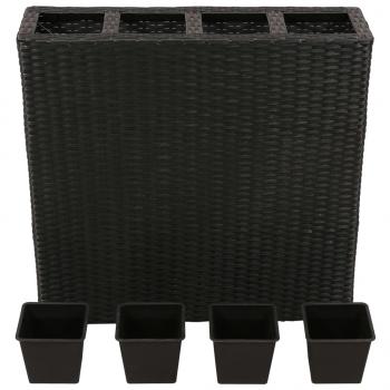 Garten-Hochbeet mit 4 Töpfen 2 Stk. Poly Rattan Schwarz