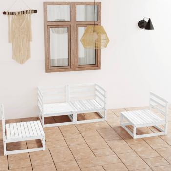 ARDEBO.de - 4-tlg. Garten-Lounge-Set Weiß Massivholz Kiefer