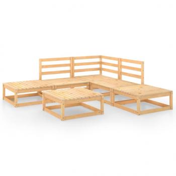 6-tlg. Garten-Lounge-Set Massivholz Kiefer