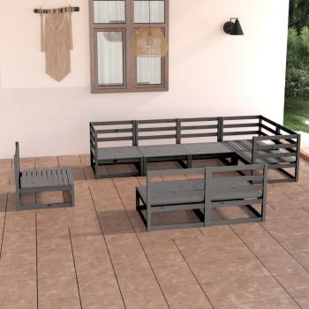 ARDEBO.de - 8-tlg. Garten-Lounge-Set Grau Massivholz Kiefer