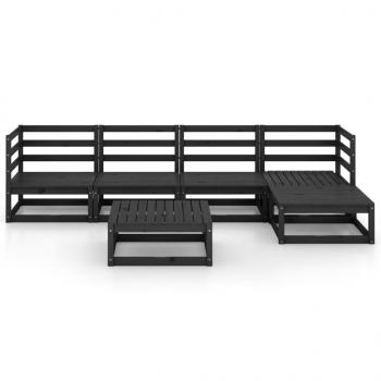 6-tlg. Garten-Lounge-Set Schwarz Massivholz Kiefer