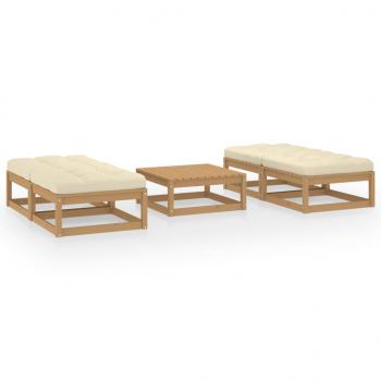 ARDEBO.de - 5-tlg. Garten-Lounge-Set mit Kissen Kiefer Massivholz