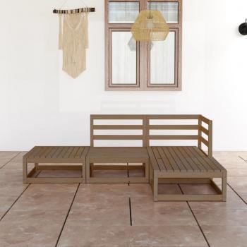 ARDEBO.de - 4-tlg. Garten-Lounge-Set Honigbraun Massivholz Kiefer