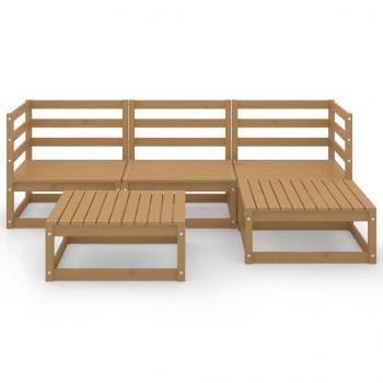 5-tlg. Garten-Lounge-Set Honigbraun Massivholz Kiefer