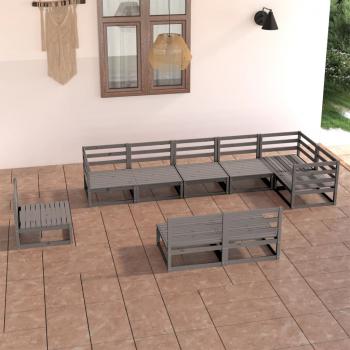 ARDEBO.de - 9-tlg. Garten-Lounge-Set Grau Kiefer Massivholz