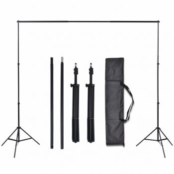 Fotostudio Set 3 Baumwolle-Hintergründe Rahmen verstellbar 3x5m