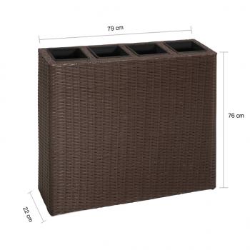 Garten-Hochbeet mit 4 Töpfen 2 Stk. Poly Rattan Braun