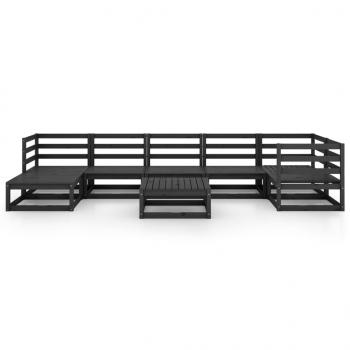 8-tlg. Garten-Lounge-Set Schwarz Massivholz Kiefer