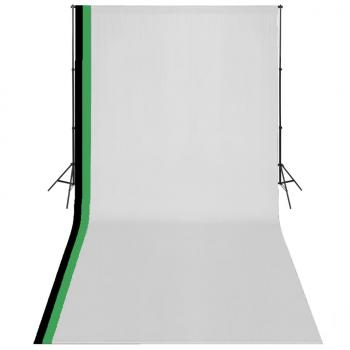 ARDEBO.de - Fotostudio Set 3 Baumwolle-Hintergründe Rahmen verstellbar 3x6m