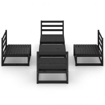 5-tlg. Garten-Lounge-Set Schwarz Massivholz Kiefer