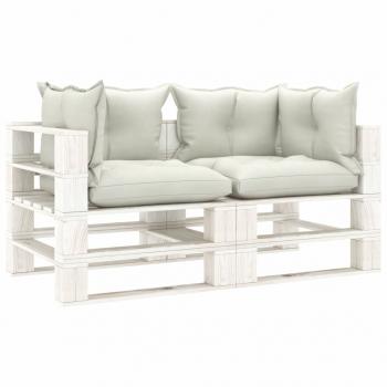 ARDEBO.de - Garten-Palettensofa 2-Sitzer mit Kissen in Beige Holz