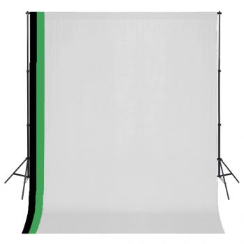 ARDEBO.de - Fotostudio Set 3 Baumwolle-Hintergründe Rahmen verstellbar 3x3m