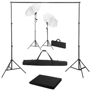 ARDEBO.de - Fotostudio-Set mit Hintergrund, Leuchten und Schirmen