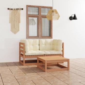 ARDEBO.de - 3-tlg. Garten-Lounge-Set mit Kissen Kiefer Massivholz