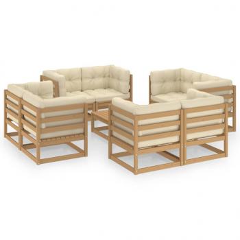 ARDEBO.de - 9-tlg. Garten-Lounge-Set mit Kissen Kiefer Massivholz