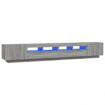 3-tlg. TV-Schrank-Set LED-Leuchten Grau Sonoma Holzwerkstoff