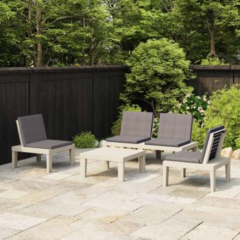 ARDEBO.de - 4-tlg. Garten-Lounge-Set mit Kissen Kunststoff Weiß