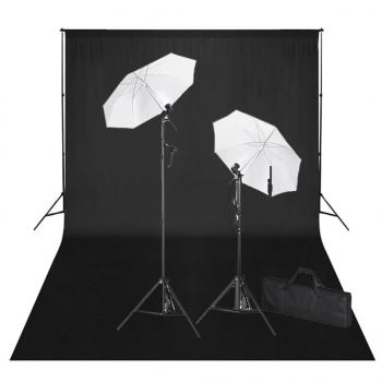 ARDEBO.de - Fotostudio-Set mit Schwarzem Hintergrund 600×300 & Leuchten 