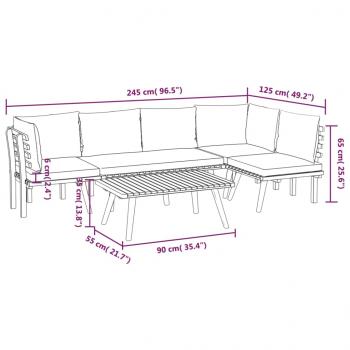 5-tlg. Garten-Lounge-Set mit Kissen Massivholz Akazie