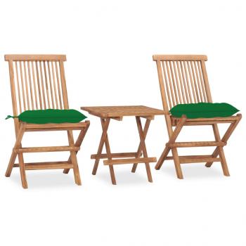 ARDEBO.de - 3-tlg. Garten-Essgruppe mit Kissen Klappbar Massivholz Teak