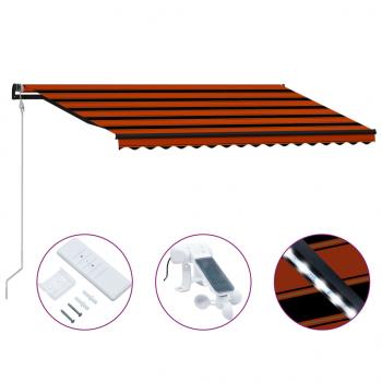 ARDEBO.de - Einziehbare Markise mit Windsensor & LED 400x300cm Orange Braun