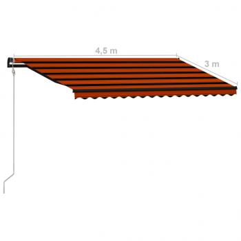 Einziehbare Markise mit Windsensor & LED 450x300cm Orange Braun