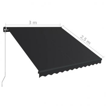 Markise Manuell Einziehbar mit LED 300x250 cm Anthrazit