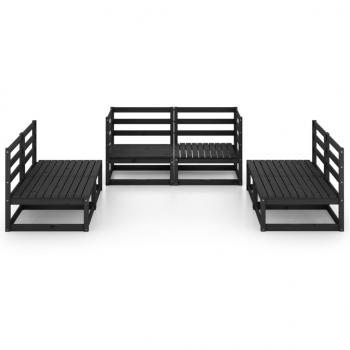 6-tlg. Garten-Lounge-Set Schwarz Massivholz Kiefer