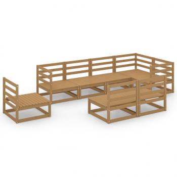 8-tlg. Garten-Lounge-Set Honigbraun Massivholz Kiefer