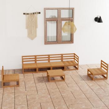 ARDEBO.de - 7-tlg. Garten-Lounge-Set Honigbraun Massivholz Kiefer