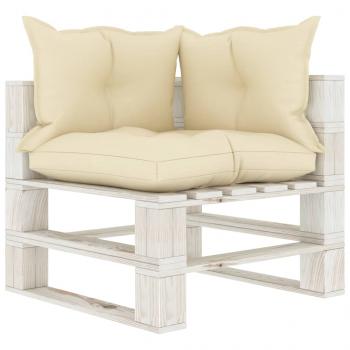 Garten-Palettensofa 2-Sitzer mit Creme-Kissen Holz