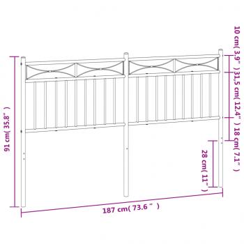 Kopfteil Metall Weiß 180 cm