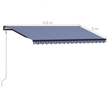 Automatisch Einziehbare Markise 450×300 cm Blau und Weiß 