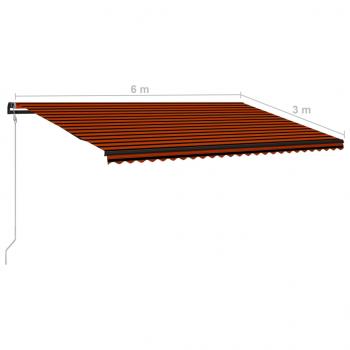 Einziehbare Markise mit Windsensor & LED 600x300cm Orange Braun