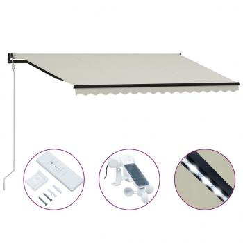 ARDEBO.de - Einziehbare Markise mit Windsensor & LED 400x300cm Creme