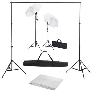 ARDEBO.de - Fotostudio-Set mit Hintergrund, Leuchten und Schirmen