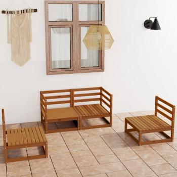 ARDEBO.de - 4-tlg. Garten-Lounge-Set Honigbraun Massivholz Kiefer