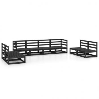 8-tlg. Garten-Lounge-Set Schwarz Massivholz Kiefer