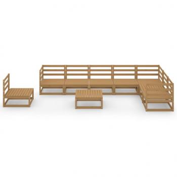 9-tlg. Garten-Lounge-Set Honigbraun Massivholz Kiefer