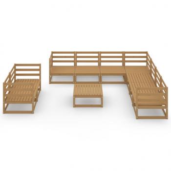 10-tlg. Garten-Lounge-Set Honigbraun Massivholz Kiefer