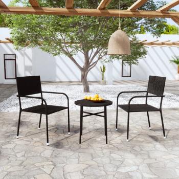 ARDEBO.de - 3-tlg. Garten-Essgruppe Poly Rattan Schwarz 