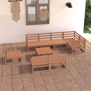 ARDEBO.de - 9-tlg. Garten-Lounge-Set Honigbraun Massivholz Kiefer