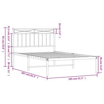 Bettgestell mit Kopfteil Metall Weiß 100x200 cm